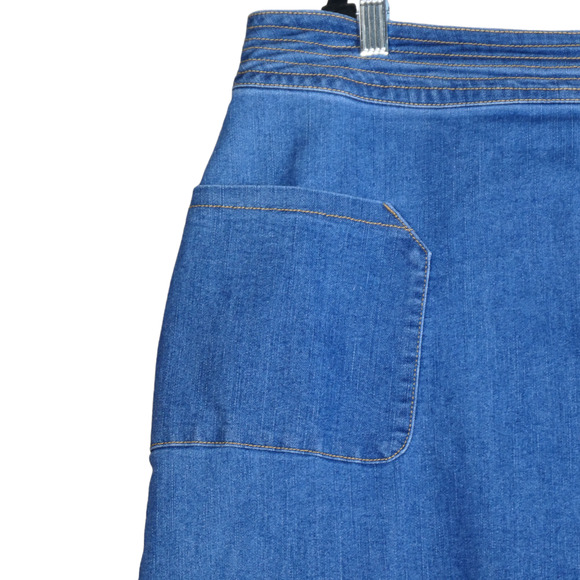 Universal Denim Skirt Womens Size 18 Blue Exposed Zipper Sexy Slit Pockets - Picture 4 of 8